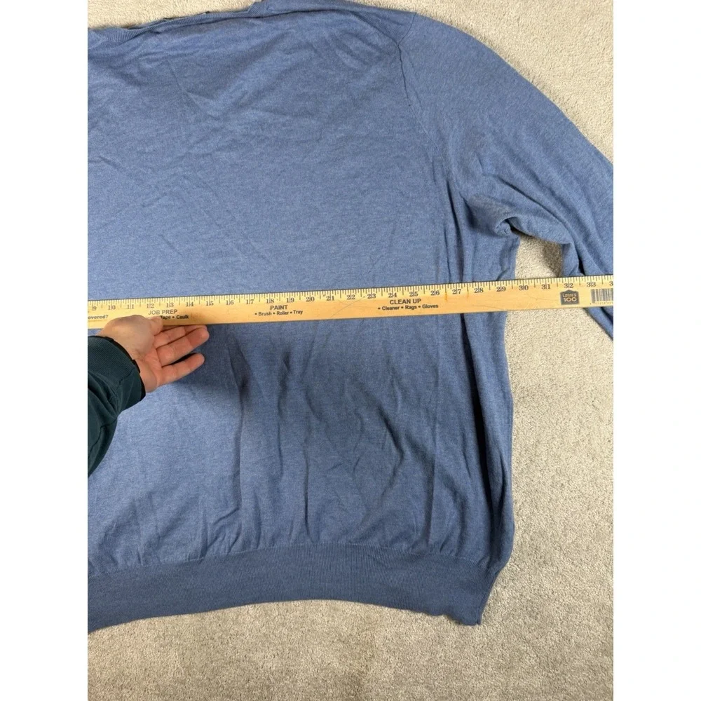 Polo‎ Ralph Lauren Vintage Men's Blue Pima Cotton V Neck Sweater 4XB Pony Preppy